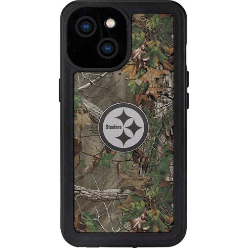 NFL Pittsburgh Steelers Realtree Xtra Green Camo iPhone 15 Waterproof Case